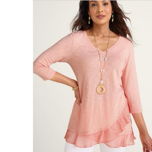 Soft Surroundings Women’s Grace Top Peach L - Picture 9 of 9